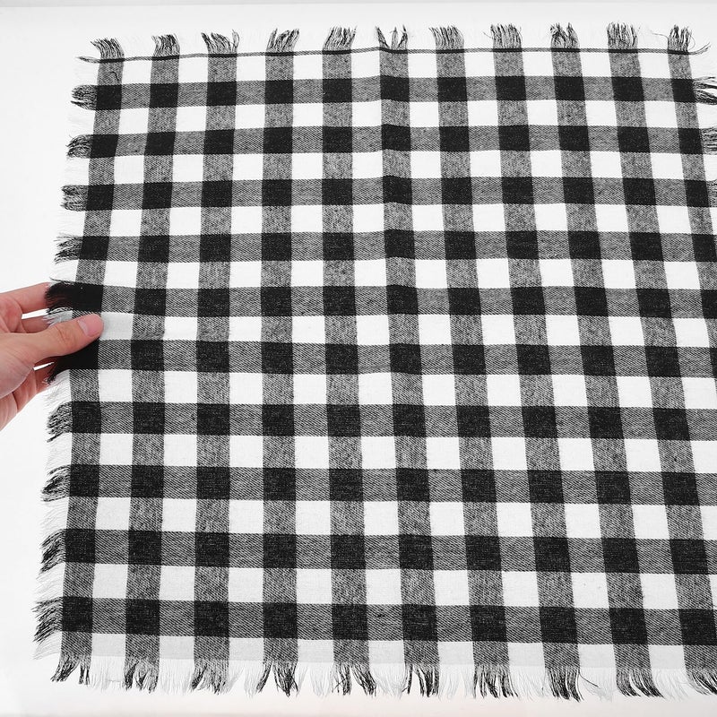 Black White Large Check Cotton Napkins 45cm Rustic Farmhouse Plaid Table Linen - Image 4